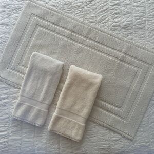 Restoration Hardware Italy &Turkish Cotton Bath Mat & Hand Towel Bundle 3 Pieces